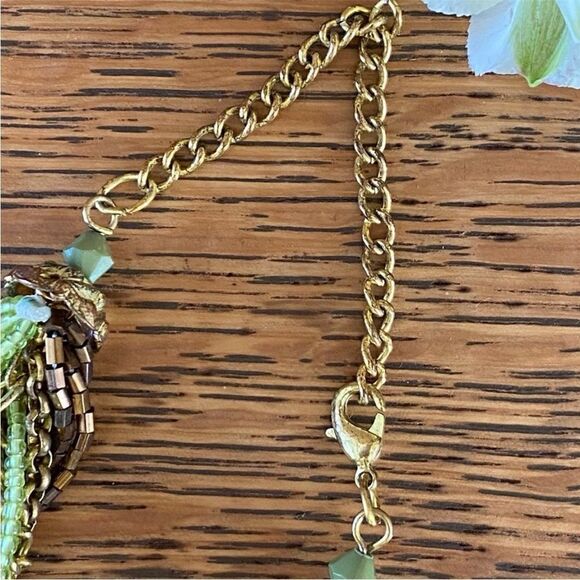 Kohls Costume Jewlery Two Necklaces Purple & Silver/Green/Brown & Gold Beads EUC - Picture 9 of 10